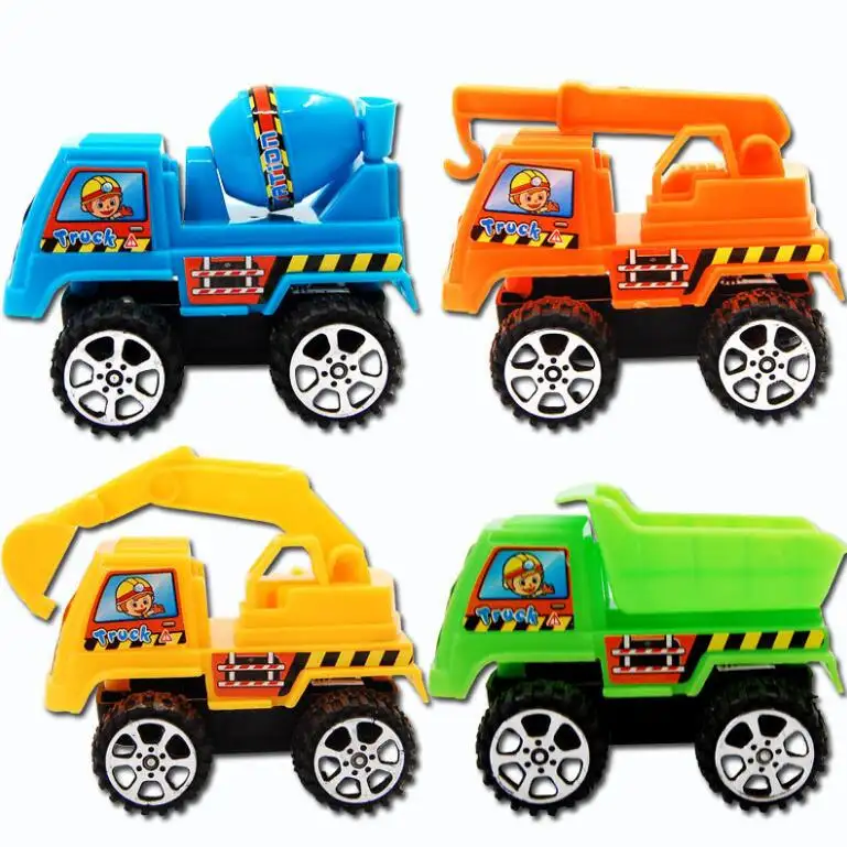 Vente en gros de mini-voitures pour enfants Petits véhicules d'ingénieurs jouets en plastique Cadeau ludique Voitures en chiffres élégants Sac d'emballage
