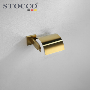 Porte-papier toilette moderne carré en acier inoxydable 304 avec couvercle anti-poussière intégré, support mural pour rouleau de papier toilette - Product Image 2