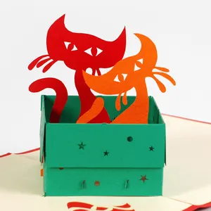 Caja con diseño personalizado y fabricante, caja para gatos con diferentes formas de celebración de cumpleaños, tarjetas de felicitación en 3D, surtido, 2020