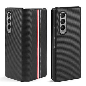 เคสโทรศัพท์มือถือหนังแท้พับได้สำหรับ Samsung Galaxy Z Fold5 <span class=keywords><strong>Fold4</strong></span> 5G เคสโทรศัพท์คาร์บอนไฟเบอร์ - Product Image 1