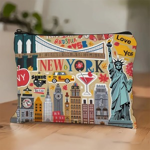 Sac à cosmétiques imprimé <span class=keywords><strong>New</strong></span> <span class=keywords><strong>York</strong></span> City, trousse de toilette de <span class=keywords><strong>voyage</strong></span> à fermeture éclair, cadeau souvenir Statue de la Liberté pour femmes - Product Image 1
