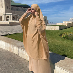 2022中东马来纯色两件式蝙蝠袖两件式套装祈祷Abaya Jilbab - Product Image 5