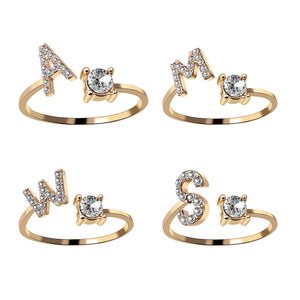 แหวนทองปรับได้ทำจากสเตนเลสเซอร์คอนขนาด26ตัวอักษร18K คุณภาพสูง - Product Image 5