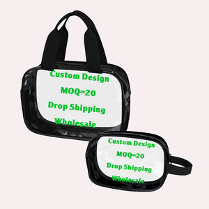 Bolsa de Maquillaje Transparente Impermeable de PVC Personalizada para Mujer, Diseño de Concha de Mar con Estampado Hebreo, Impresión Bajo Demanda, Juego de 2 Piezas - Product Image 5