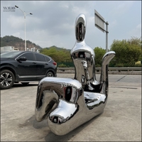 Banco de Acero Inoxidable con Espejo, Escultura Abstracta de Figura Humana, Asiento Artístico, Escultura Metálica Personalizada para Hotel, Centro Comercial, Plaza al Aire Libre