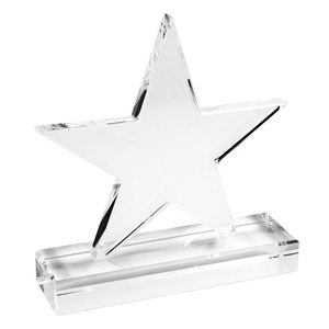 Trofeo de Cristal en Forma de Estrella de 80 mm con Placa de Papel Impresa con UV para Regalos de Ferias Comerciales y Regalos de Bienvenida con Base de 19 mm - Product Image 1