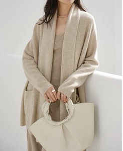 NARI Custom Women's Custom Autumn Winter Luxury Soft Wool Belted <strong>Full</strong> <strong>Length</strong> Computer Knitted Sweater <strong>Cardigan</strong> Robe <strong>Cardigan</strong> - Product Image 4