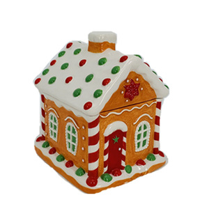 Nouveau pot à <span class=keywords><strong>biscuits</strong></span> de Noël en céramique 3D, pot à bonbons en céramique Le Village <span class=keywords><strong>du</strong></span> Père Noël, pot à <span class=keywords><strong>biscuits</strong></span> maison de pain d'épices peint à la main - Product Image 5
