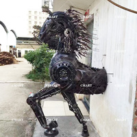 Escultura Animatrónica para Jardín Exterior, Hecha a Mano con Metal Reciclado, Diseños Personalizados Grandes