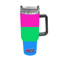 Gobelet isotherme personnalisé en acier inoxydable de 40 oz, motif arc-en-ciel polysexuel gay, tasse portable pour les voyages urbains, le camping en parc et les barbecues