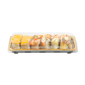 Boîte ronde personnalisable en feuille d'or avec couvercle anti-buée haute transparence, conteneur d'emballage alimentaire en PET de qualité alimentaire pour sushis - Product Image 4