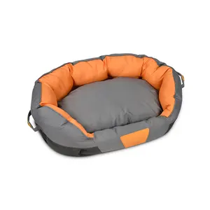 2024新しいスタイル通気性安い楕円形の犬のベッド豪華な防水超柔らかいペットソファ犬のベッドペットは屋外旅行のためのベッドを寄り添います