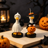 Offre Spéciale : Figurines de Canard en Résine (Grand, Moyen, Petit) – Statues de Canard Fantôme et Sorcière pour Décoration de Fête d'Halloween