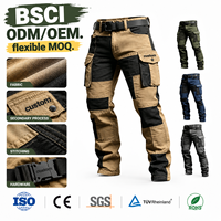Celana Cargo Lurus Bahan Polyester Custom untuk Pria, Kancing di Pinggang, Panel di Lutut, Sporty, Cepat Kering, Semua Musim, Bernapas, Cocok untuk Mendaki