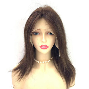 EMEDAダークブラウン生ベトナム髪シルクトップレースフロント女性ウィッグ - Product Image 4