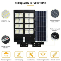 Lampadaire Solaire 600W 800W 1000W 1200W avec Télécommande, Éclairage de Jardin Solaire Extérieur IP67 Haute Luminosité
