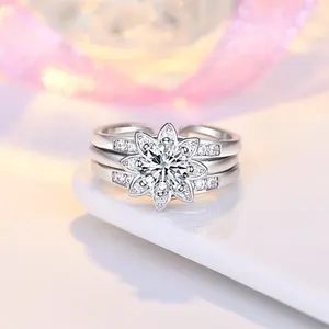 Beautiful Rings Beauty Pave Setting Cz Lotus Flower Engagement Rings