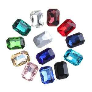 Kualitas Tinggi Oktagon Batu Mewah Warna Kristal Batu Titik Kembali Kaca Berlian Imitasi untuk Membuat Perhiasan