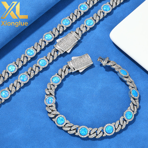 Hop Jewelry <b>Iced</b> <b>Out</b> Blue Cubic Zirconia Cz Gemstone 8MM Cuban <b>Chain</b> Bracelet for Women - Product Image 6