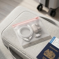 Sac de rangement en PVC transparent imperméable avec fermeture éclair coulissante et trou de suspension pour l'emballage d'accessoires électroniques