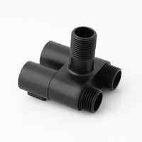 Katup Sudut Ganda Hitam 1/2 inci Ulir Jantan dengan Kartrid Keramik untuk Kontrol Air Toilet Bidet