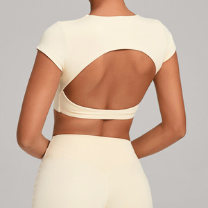 Tùy Chỉnh Phụ Nữ Của T-<span class=keywords><strong>Shirts</strong></span> Vòng Cổ Ngắn Tay Áo Trở Lại Rỗng Thoáng Khí Thích Hợp Cho Mùa Hè Mỏng Tập Thể Dục Phòng Tập Thể Dục Yoga T-<span class=keywords><strong>Shirts</strong></span> - Product Image 1