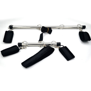 SmAdult productos eróticos tubo de acero inoxidable doble barra de felpa esposas Footcuffs juguetes alternativos para mujeres correa de pierna Bondage - Product Image 2