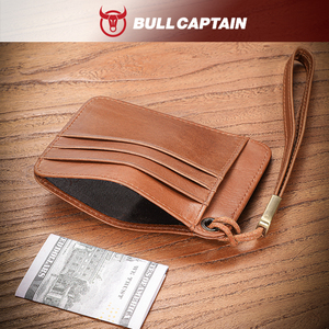 BULLCAPTAIN sottile custodia in <span class=keywords><strong>pelle</strong></span> per gli uomini <span class=keywords><strong>portafoglio</strong></span> a tasca piatta con finestra di identità e funzione di schermatura RFID - Product Image 3