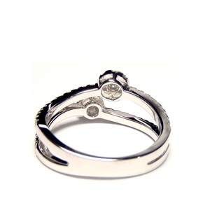 Bague en or blanc massif 18 carats avec grappe de diamants, taille brillant SI, classique, sertie pavé, bijoux pour femme - Product Image 2
