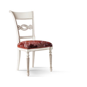 Sedia gestra Chic con schienale alto con gambe tornite a righe in tessuto PU laccato sedia da pranzo per soggiorno - Product Image 1