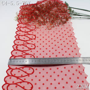 Tessuto in Pizzo a Rete Viola <span class=keywords><strong>con</strong></span> Luce Rossa Stile Moderno <span class=keywords><strong>con</strong></span> Pois Design Irregolare 21cm Bordura in Pizzo Ricamato 2025 - Product Image 2
