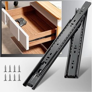 Yenuo mở rộng đầy đủ ngăn kéo Slide Side mount 4-24 inch mang bóng phòng khách màu đen đường ray theo dõi hướng dẫn glides RUNNERS nặng - Product Image 1
