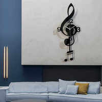 Jam Dinding Kuarsa Dekoratif Seni Minimalis, Jam Analog Senyap Satu Sisi Berbentuk Not Musik Treble Clef Kreatif Untuk Rumah