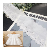 Bordure en dentelle œillet blanche écologique de 8 cm, garniture en dentelle brodée 100 % coton œillet pour vêtements d'enfants, vente en gros
