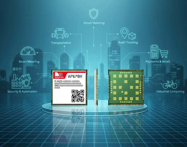 SIMCom A7670G LTE Cat.1 Module IoT with up to 5Mbps Uplink & 10Mbps Downlink GSM/GPRS/EDGE LTE-FDD B1/B3/B5/B7/B8/B20