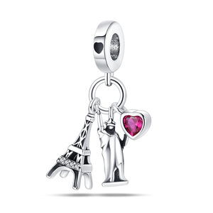 This white brass pendant, adorned with a <b>red</b> apple and a one-way street sign cartoon design, is suitable for both men and women - Product Image 2