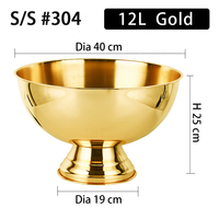 Seau à champagne de luxe plaqué or 12L en acier inoxydable 304, refroidisseur de vin et seau à glace pour hôtels et restaurants, couleur personnalisée OEM
