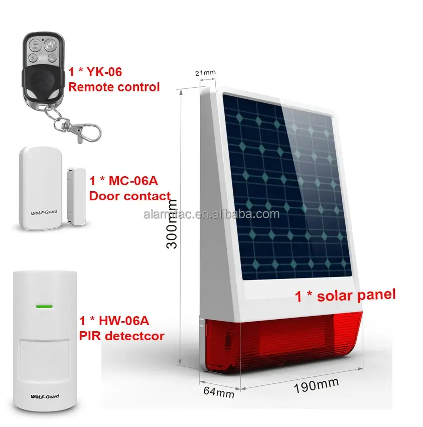 Manufacturer Smart Home Burglar Alarm Red Flash Light Solar Power Panel Anti Theft Wireless outdoor sound solar strobe siren