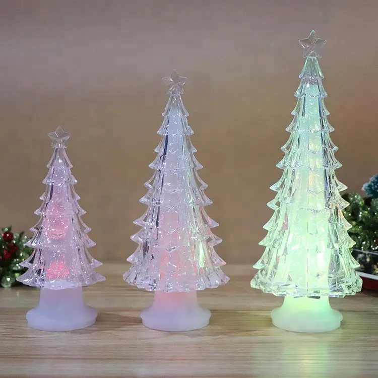 2020 novo Item Ornamento Glitter Acrílico Árvore De Natal Com Luzes