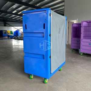 Tecnología de rotomoldeo Carrito de lavandería de plástico Hospital Hotel Carrito de jaula alta Carrito de servicio de lavandería con rueda - Product Image 3