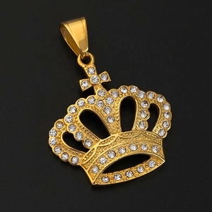 Colgantes de Joyería de Acero Inoxidable, Dijes de Corona con Cristales, Baño de Oro PVD, Novedad 2024, Productos en Oferta - Product Image 4