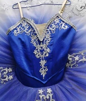 Ballet professionnel crêpe Tutu nouveau bleu Royal Satin rigide Tulle SPANDEX dégradé Performance caractéristique attrayante robe de Ballet