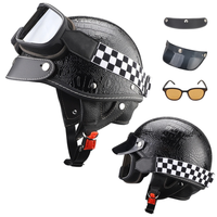 Casque de moto modulaire ABS vintage rétro ouvert demi-face en promotion avec un cadeau offert