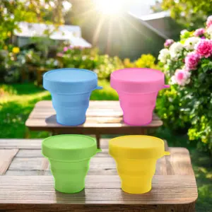 Sinh Thái du lịch xách tay có thể gập lại cup Silicone ráp cốc cà phê với nắp cắm trại ly & saucers tasse Silicone mềm dẻo + Logo