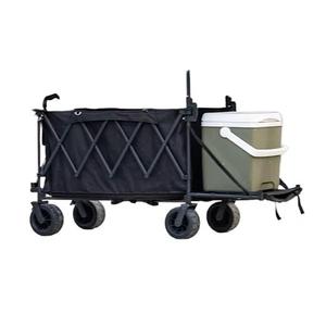 Chariot commercial pliable en acier au carbone avec pare-soleil, imperméable, à quatre roues, noir, grande capacité, portable pour les marchés et les stands de vente ambulante - Product Image 6
