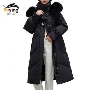 보잉 신상품 겨울 여성용 롱 오버사이즈 두꺼운 후드 다운 코트 큰 퍼 칼라-OEM/ODM 가능 친환경 - Product Image 1