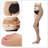 Collants de compression médicale pour femmes à bout ouvert, écologiques, antibactériens, respirants, en spandex et coton, pour les varices et les gonflements