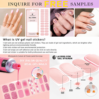 Fengshangmei Autocollants en gel semi-durcis UV, auto-adhésifs, non toxiques, 14 pièces, design couleur unie, pour DIY des ongles