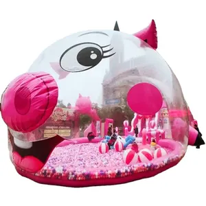 Casa inflável cor-de-rosa da bolha do shopping com milhões de piscinas de bolinhas oceânicas, equipamento do entretenimento da promoção do hotel