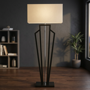 Lampadaire moderne en métal noir avec abat-jour rectangulaire, hauteur réglable, pour salon, chambre, hôtel - Product Image 3